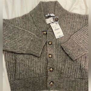 NWT Zara gray cardigan sweater size small